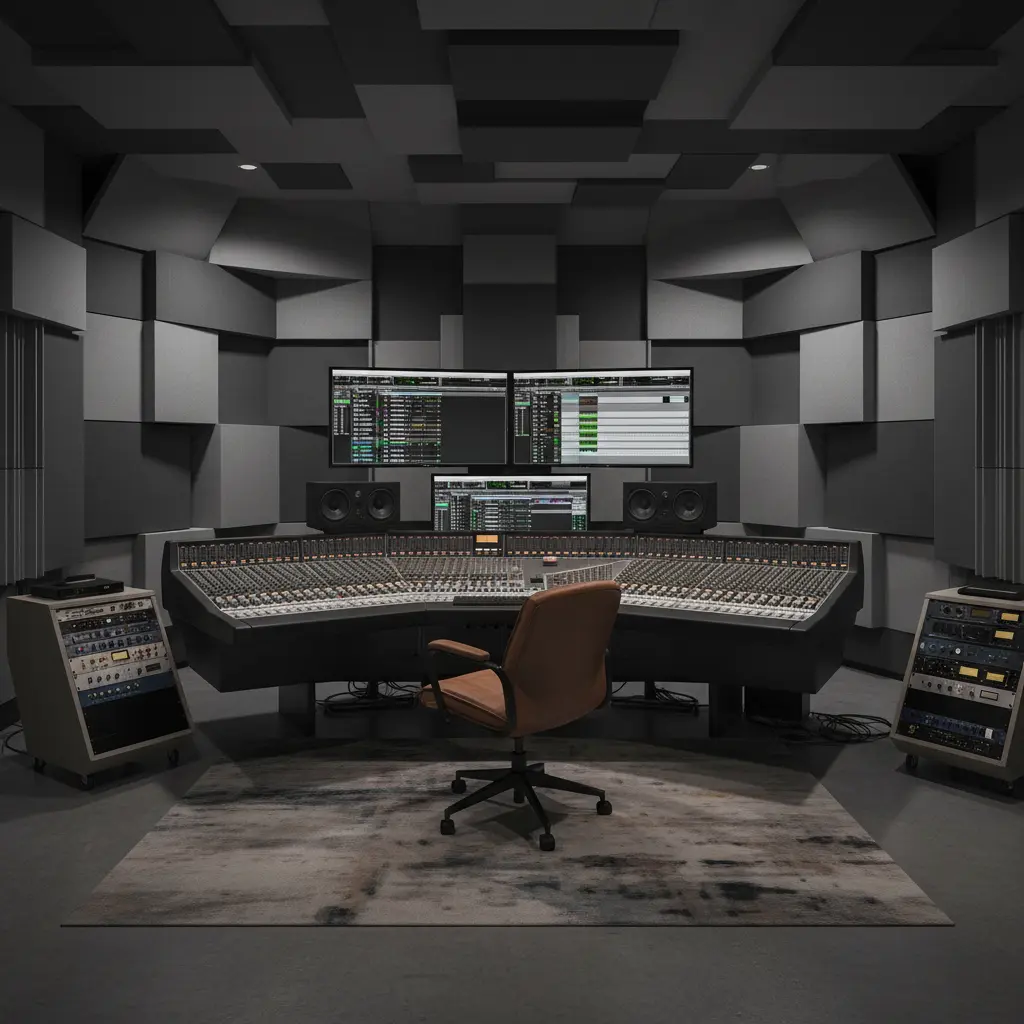 Control room equipment at OreedRec Audio Studio Doha